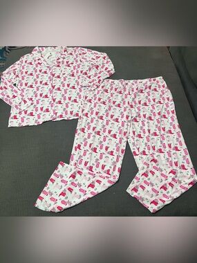 Jessica Simpson Pink Christmas Cowboy Pajama Set NEW 2X